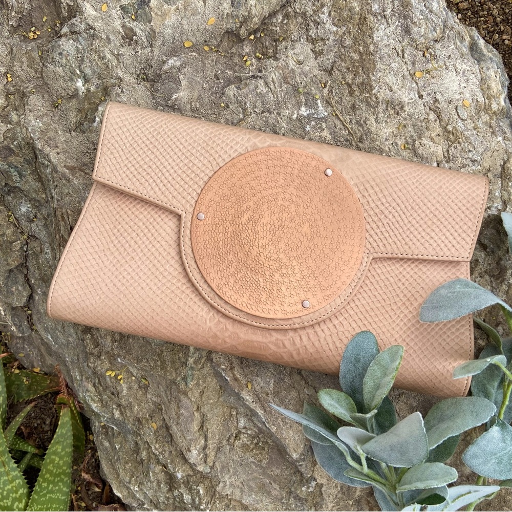Clutch DAREEN HAKIM Bag Neutral Snake Embossed Bronze Front Plate Beautiful